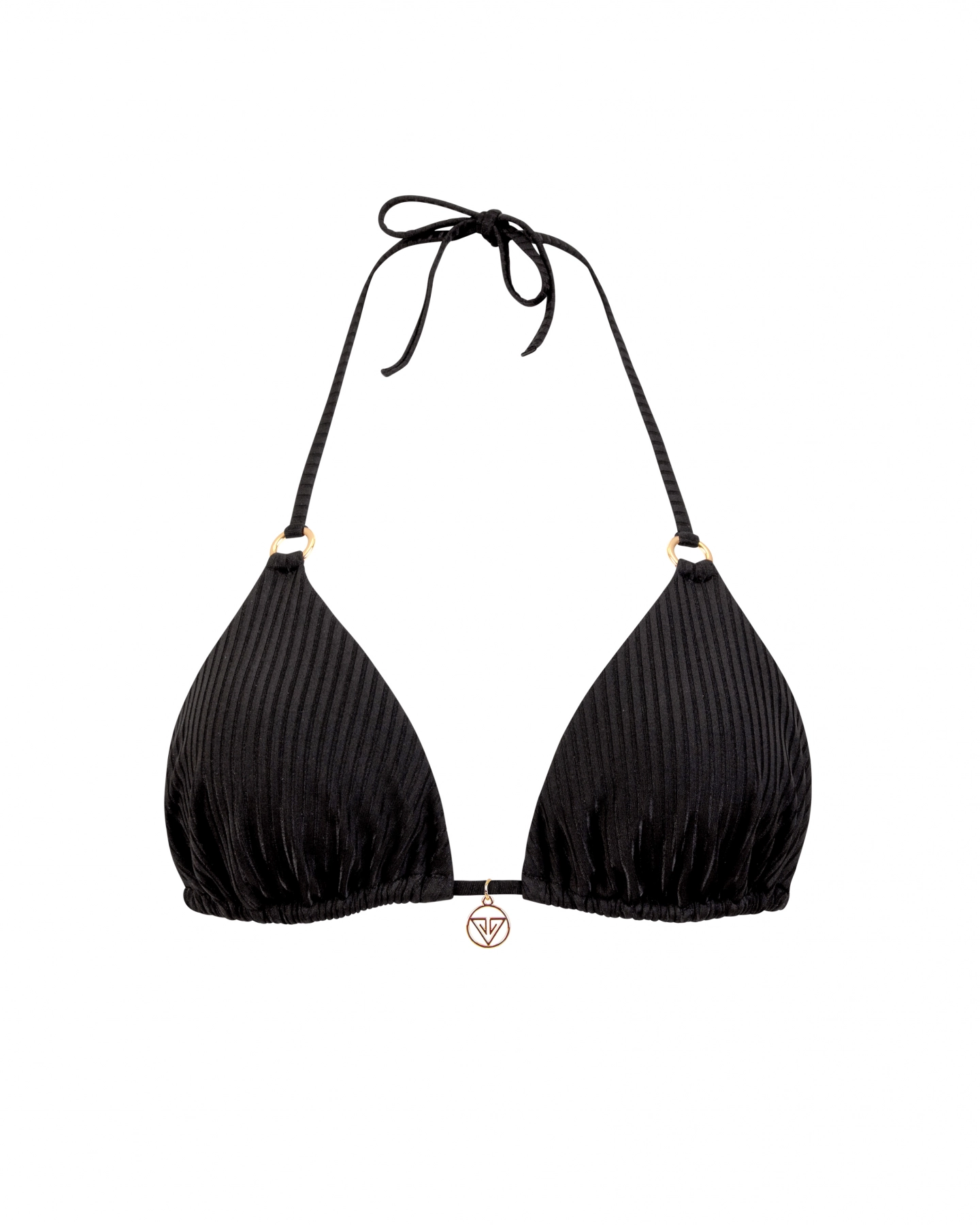 BLACK Striped Removable Pads Triangle Bikini Top S Vivien Vance